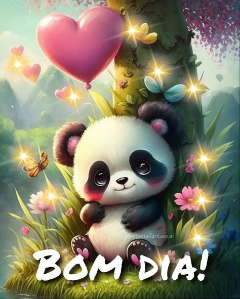 Bom dia Pandinha Painting For Birthday, Diy Panda, Cute Panda Cartoon, Panda Lindo, Diamond Art Kits, Painting Birthday, Red Wall Art, Panda Art, Cute Panda Wallpaper