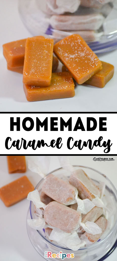 This recipe of Homemade Caramels is so simple and tasty, and you only need 6 ingredients to make it . The result is simply incredible, they’re very tasty, soft, chewy, have a buttery flavor and melt in your mouth. These are perfect edible gifts for the holiday season. Everyone would love to get some caramel candy. Carmel Recipe Candies, Easy Caramel Recipe Candies, Diy Caramel Candy, Hard Caramel Recipe, Soft Chewy Caramels, Homemade Edible Gifts, Caramels Without Corn Syrup, Soft Caramel Candy Recipe, Chewy Caramel Recipe