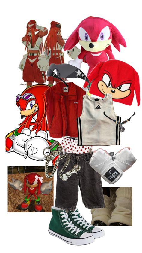 Knuckles costume Sonic outfit Halloween costume Knuckles Cosplay, Knuckles Costume, Sonic The Hedgehog Costume, 80s Punk Rock, Sonic Costume, Sonic & Knuckles, 80s Punk, Alt Outfits, Body Reference Drawing