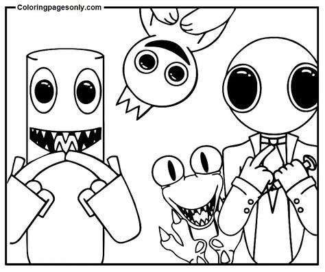 Rainbow Friends to Print Rainbow Friends Painting, Rainbow Friends Colouring Pages, Rainbow Friends Drawing, Rainbow Friends Coloring Page, Rainbow Friends Coloring, Friends Coloring Pages, Farm Coloring Pages, Friends Sketch, Baby Animal Art