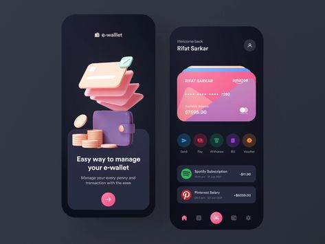 Ui Design Principles, Unique Website Design, Ux App Design, Mobile App Design Inspiration, Banking App, Digital Wallet, Website Design Layout, App Design Inspiration, Mobile App Ui