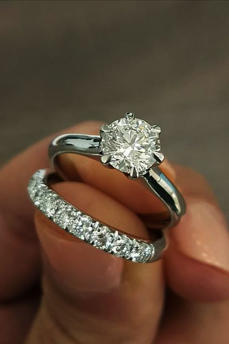 30 Great Bands And Wedding Rings For Women That Admire ❤️ wedding rings for women round cut solitaire white gold ❤️ See more: http://www.weddingforward.com/wedding-rings-for-women/ #weddingforward #wedding #bride #engagementrings خواتم خطوبة, Wedding Rings Round, Beautiful Wedding Rings, Diamond Engagement Wedding Ring, Engagement Wedding Ring Sets, Dream Engagement Rings, Wedding Rings Unique, Bridal Ring Set, Gold Wedding Rings