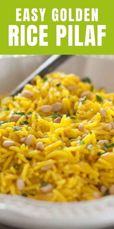 Golden Rice Pilaf, Yellow Rice Pilaf, Easy Rice Pilaf, Carb Sides, Golden Rice, Rice Pilaf Recipe, Lowering Cholesterol, Pilaf Recipes, Vegetarian Chicken