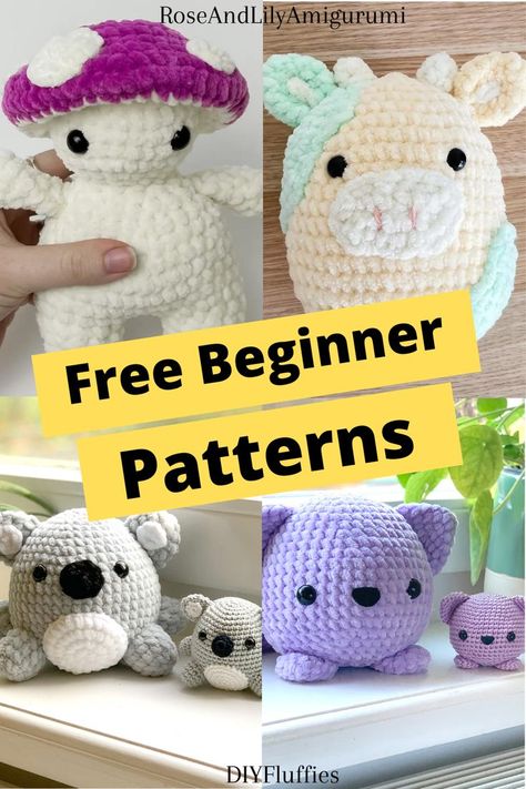 10 Free Beginner Amigurumi Crochet Patterns Beginners Amigurumi Patterns Free, Beginner Crochet Projects Stuffed Animal, Beginner Plushie Crochet, Crochet Animal Beginner, Beginner Animal Crochet, Amigurumi Free Pattern For Beginners, How To Make Crochet Animals Easy, Beginner Crochet Projects Amigurumi, Crochet Pets Patterns Free