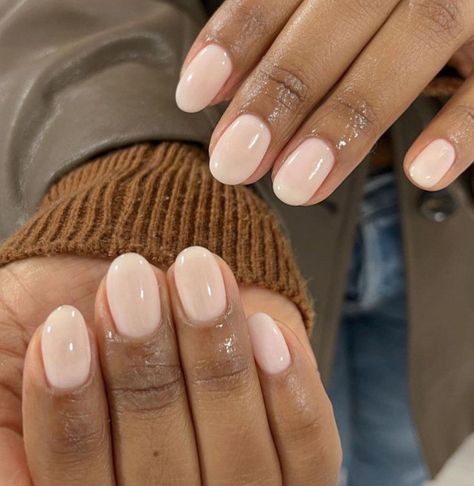 Long Nail Beds Short Nails, Short And Round Nails, Really Short Dip Nails, Nail Color Black Women, Super Short Round Nails, Shorter Almond Nails, Gel Builder Nails Short, French Tip Nails Round, Short Rounded Square Nails