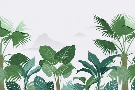 Download this Premium Vector about Tropical mural wallpaper style, and discover more than 15 Million Professional Graphic Resources on Freepik Tropical Wall Design, Entrance Ceiling, Guam Island, Leaf Wall Mural, Nature Mural, Tropical Mural, Background Tree, Mural Tropical, Beach Mural