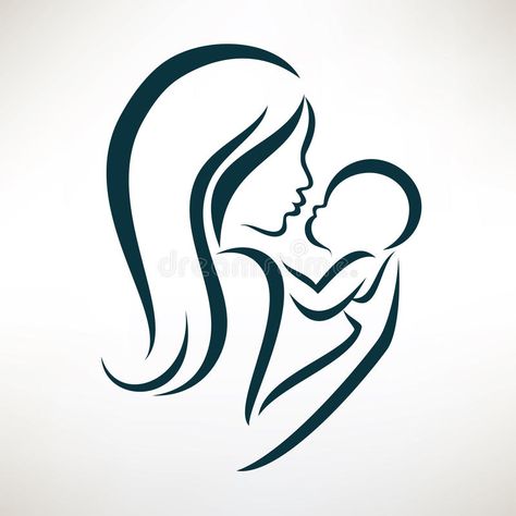 Stylized Sketch, Mother And Child Drawing, Flying Swan, Mother And Baby Tattoo, Baby Logo Design, Baby Logo, Baby Mom, Baby Drawing, Mom Art