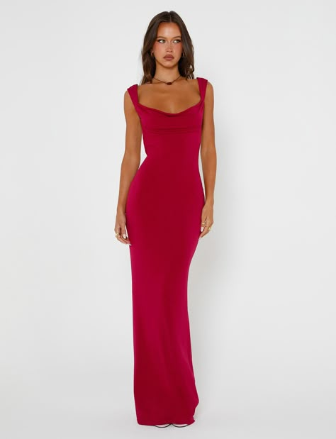 ZITA DRESS - RED : SALSA : DEEP RED | Tiger Mist Red Bodycon Gown, Marine Corps Ball Gowns, College Ball Dress, Backless Red Dress Long, Elegant Bodycon Dress Long, Red Tight Prom Dresses, Red Dress Open Back, Frat Formal Dress Long, Red Revenge Dress