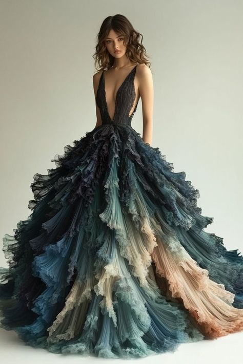 Elven Ball Gown, Ball Gown Aesthetic, Different Wedding Dresses, Wedding Dress Patterns, Fairytale Fashion, Amazing Dresses, Fantasy Dresses, Fantasy Gowns, Pretty Prom Dresses