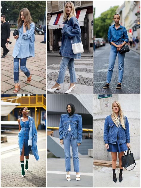 How To Wear Double Denim, Double Denim Outfit 2023, Double Denim Women, Denim Monochromatic Outfit, Double Jeans Outfit, Denim On Denim Summer Outfit, Mismatched Denim Outfit, All Denim Look, Double Denim Outfit Women