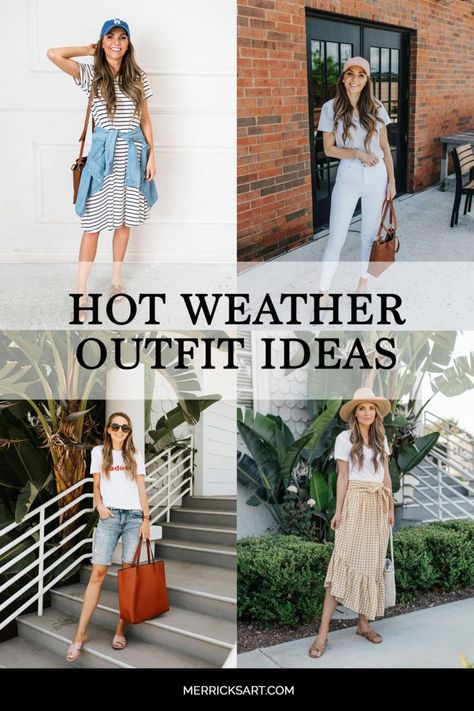 Jul 2, 2019 - Need some outfit ideas for those hot summer days? I've got you covered with a bunch of cute summer outfit ideas for hot weather. Perfect for here in Texas! Casual Hot Weather Outfits, Summer Outfits Hot Weather, Outfit Ideas For Hot Weather, Outfits Hot Weather, Weather Images, Hot Day Outfit, Summer Day Outfits, Outfits Hot, Hot Weather Outfits