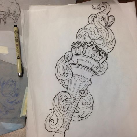 I'm drawing stuff! A chair leg with hair, or a fancy ice cream cone it could go either way... Maybe a torch if it's colored right Traditional Tattoo Torch, Fancy Ice Cream, Draw Doodles, Fancy Ice, Neo Tattoo, Castle Tattoo, Fire Tattoo, Modern Tattoos, Tattoo Illustration