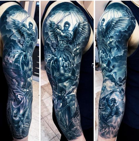 Good Vs Evil Tattoo For Men, Angel And Demon Tattoo Design, Angel Vs Demon Tattoo Design, Angel And Demon Tattoo Sleeve, Angel And Demon Tattoo Men, Demonic Tattoo Designs, Good Vs Evil Tattoo Sleeve, Demon Tattoo For Men, Angel Vs Demon Tattoo