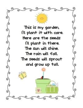 Week 2- Day 2: Plan poem you can use when planting the seed of the apples.  Print it and put it next to the cups, when visiting them weekly or every three days, you can say the poem. Kindergarten Poems, Preschool Poems, Plant Lessons, Poems About School, Preschool Garden, Spring Kindergarten, Plants Unit, Kids Poems, Finger Plays