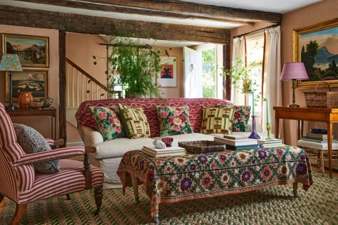 Tour This Media Insider’s Ever-Evolving Hudson Valley Home | Architectural Digest Cheap Ottomans, Dutch Colonial House, Architectural Digest Magazine, Rita Konig, Eclectic Chic, English Interior, British Interior, Dutch Colonial, Colonial House