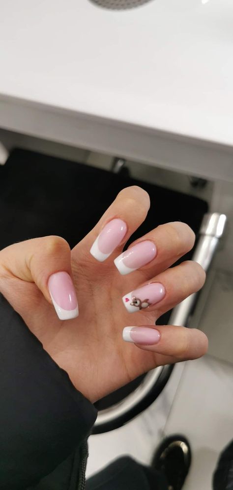 teddy bear nails Valentines day nails cute nails sweet Pink Teddy Bear Nails, Teddy Bear On Nails, Teddy Bear French Tip Nails, Teddy Bear Valentines Nails, Cute Bear Nail Designs, Teddy Bear Nails Short, Bear Nails Teddy, Teddy Bear Nails Designs, Cute Bear Nail Art