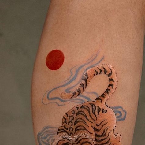 Red Tiger Tattoo, Tiger Tattoos, Charm Tattoo, Tiger Walking, Tattoo Red, Water Tattoo, Tiger Tattoo, Color Tattoo, In Water