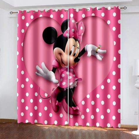 Minnie Mouse 3D Blackout Curtains Bedroom Living Room Home Decoration for Children Girls Birthday Gift Minnie Mouse Curtains, Disney Decor Bedroom, Living Curtains, Mickey Mouse Shower Curtain, Disney Shower Curtain, Minnie Mouse Bedroom, Pink Blackout Curtains, Disney Bedrooms, Cute Shower Curtains