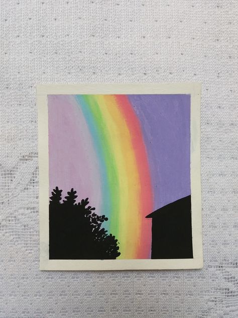 Rainbow | gouche Simple Rainbow Painting, Asthatic Painting Ideas, Aesthetic Rainbow Painting, Rainbow Aesthetic Drawing, Rainbow Drawing Aesthetic, Easy Rainbow Painting, Rainbow Painting Ideas, Rainbow Sketch, Calligraphy Name Art