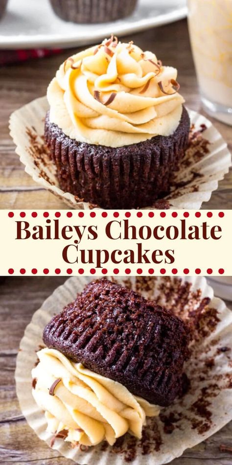 Baileys Cupcakes, Irish Cream Frosting, Frost Cupcakes, Boozy Cupcakes, Resepi Biskut, Chocolate Cupcakes Moist, Resipi Kek, Boozy Desserts, Easy Cheesecake Recipes