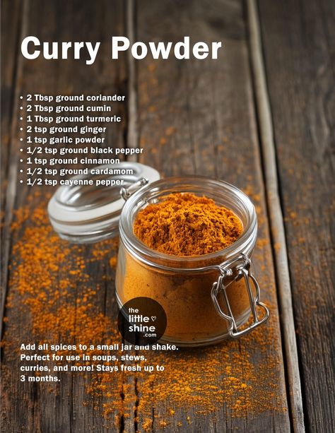 Home Made Curry, Chicken Seasoning Recipes, Homemade Curry Powder, Dried Spices, Podi Recipe, Curry Seasoning, Masala Powder Recipe, Homemade Curry, Homemade Spice Mix