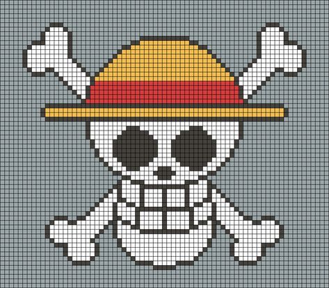 One Piece Bookmark, One Piece Crochet Pattern, One Piece Skull, One Piece Crochet, Anime Skull, Intarsia Crochet, Flag Cross Stitch, Graph Crochet, Crochet One Piece