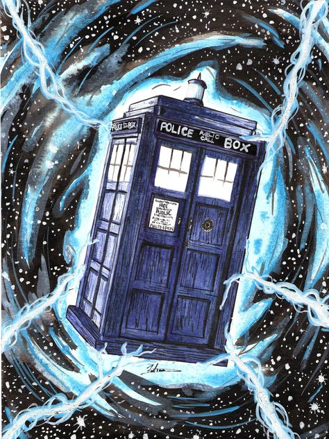 Dr Who Art Fanart, Dr Who Paintings, Dr Who Paintings Easy, Dr Who Drawings, Nerdy Painting Ideas, Tardis Illustration, Tardis Sketch, Doctor Who Drawing, Tardis Drawing