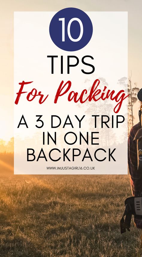 If you’re a notorious over-packer and you want to learn how to pack more minimally for a weekend break, check out my 10 top tips for packing a 3 day trip in 1 backpack! 3 Day Weekend Packing List, Packing A Backpack, City Break Packing, Weekend Trip Packing List, Packing List Spring, Weekend Trip Packing, Weekend Packing List, Weekend Backpack, Minimal Packing