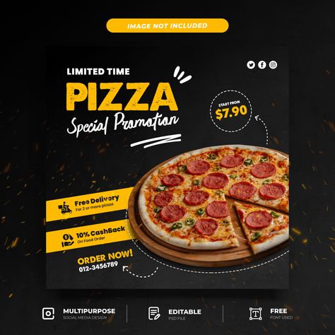 Pizza Promotion Ideas, Pizza Social Media Design, Pizza Post, Marketing And Advertising Design, Pizza Flyer, Pizza Menu, Pizza Design, Pizza Burgers, Social Post