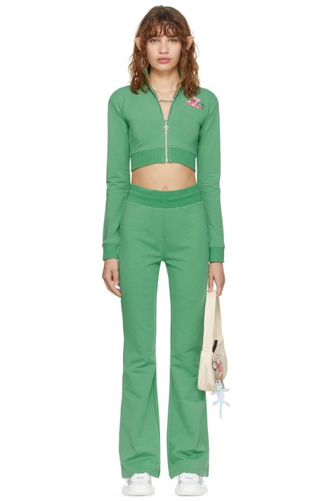 I'm Sorry by Petra Collins: SSENSE Exclusive Green Anna Track Suit | SSENSE Track Suit Outfit, Petra Collins, Track Suit, Metallic Dress, Satin Slip Dress, I'm Sorry, Latest Outfits, Fashion Labels, Photoshoot Ideas