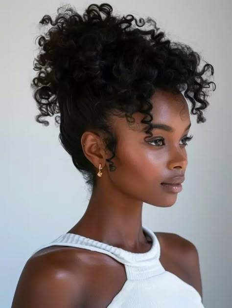 39 Ponytail Hairstyles for Black Women for 2024 Curly Wedding Updo Black Women, Updo Curly Hairstyles For Black Women, Back Ponytail Natural Hair, Homebody Essentials, Holiday Ponytail, Baby Shower Hairstyles Black Women, Natural Hair Updo For Black Women, Natural Updo Hairstyles For Black Women, 4c Updo