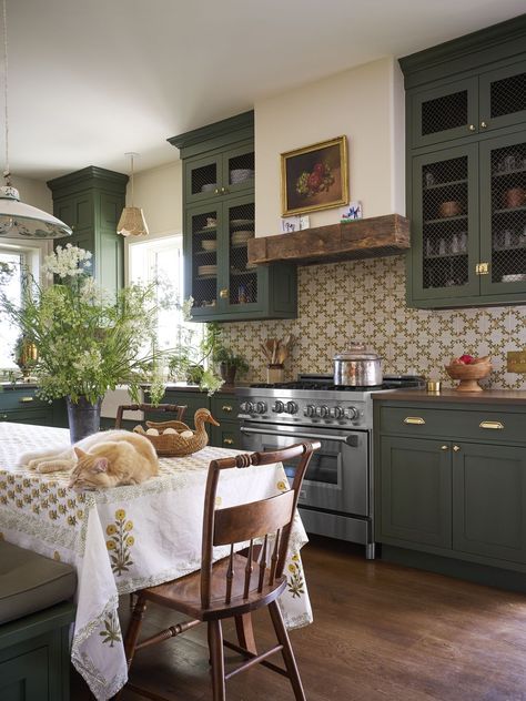 Chicken Wire Cabinets, Casa Country, Green Cabinets, Kitchen Farmhouse, Gorgeous Kitchens, Cottage Kitchen, Kitchen Backsplash, Dream Kitchen, A Kitchen