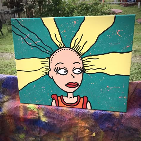 Tv Painting Ideas, Rugrats Painting Canvas, Shrek Canvas Painting, Daria Painting, Funny Cartoon Paintings, Movie Character Paintings, Cartoon Character Paintings On Canvas, 90s Painting Ideas On Canvas, Painting Ideas On Canvas Characters