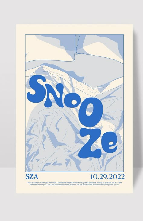 Snooze Aesthetic, Sza Snooze, Blues Music Poster, Printable Wall Collage, Aesthetic Wall Art, Inspired Aesthetic, Graphic Poster Art, Blue Poster, Bedroom Posters