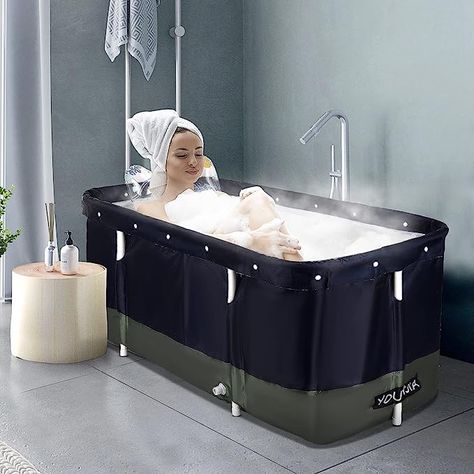 Amazon.com: SEAAN Portable Bathtub, Portable Bathtub for Adults, Ice Bath Foldable Bathtub with Lids and Thick Insulation Foam to Keep Temperature（Dark Blue） : Home & Kitchen Foldable Bathtub, Portable Bathtub, Standing Bathtub, Steam Sauna, Portable Shower, Ice Baths, Soaking Bathtubs, Bathroom Spa, Foam Insulation