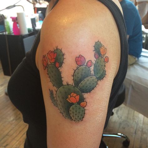 Prickly Pear Tattoo, Pear Tattoo, Cactus Flower Painting, Prickly Pear Flowers, Arizona Tattoo, Cactus Tattoo, Tattoo Prices, Elbow Tattoos, Pear Cactus