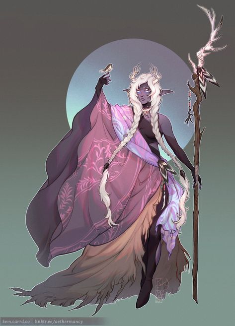 kem ✨ on Twitter: "design #4 from my #dndcharacter series, a lil cryptid drow druid, abandoned in the surface world and raised by deer spirits! 🦌 https://t.co/klSBlp9hEz" / Twitter Drow Druid, Dnd Druid, Fantasy Wizard, Twitter Design, Dungeons And Dragons Characters, Dnd Art, Dungeons And Dragons Homebrew, Mystical Art, Ethereal Art