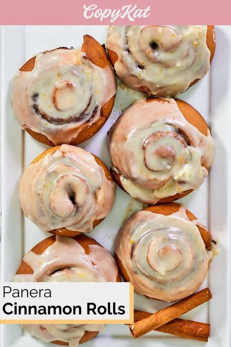 Panera Cinnamon Rolls are fluffy and topped with sweet vanilla icing. Get the easy copycat recipe and find out how to make the best cinnamon rolls at home. Enjoy the ultimate homemade cinnamon rolls with icing. It's so much better than having to go to Panera Bread and less expensive too! Perfect for breakfast, brunch, or a snack. Panera Cinnamon Roll Recipe, Cinnamon Rolls With Icing, Bread Cinnamon Rolls, Best Cinnamon Roll Recipe, Panera Recipes, The Best Cinnamon Rolls, Bread Cinnamon, Cinnamon Roll Icing, Saigon Cinnamon