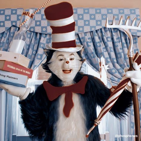 Cat In The Hat Live Action, Live Action Cat In The Hat, Cat In The Hat Movie Poster, Novelty Costume Hat With Cat Ears, Cat In Sombrero, Cat With Party Hat, Cats In Cowboy Hats, Playlist Pics, Cat Hats