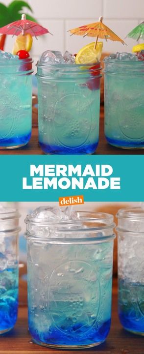 When life's a beach, make Mermaid Lemonade. Get the recipe at Delish.com. Mermaid Lemonade, Kek Lapis, Party Drinks Alcohol, Jello Shot, Beach Drinks, Blue Curacao, Lemonade Recipes, Alcohol Recipes, Adult Drinks