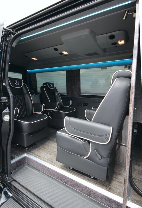 Blacked Out Mercedes Sprinter Van Blacked Out Mercedes, Mercedes Sprinter Interior, Sprinter Interior, Car Flicks, Best Cars For Teens, Vans Aesthetic, Mercedes Sprinter Van, Mercedes Benz Vans, Mercedes Van