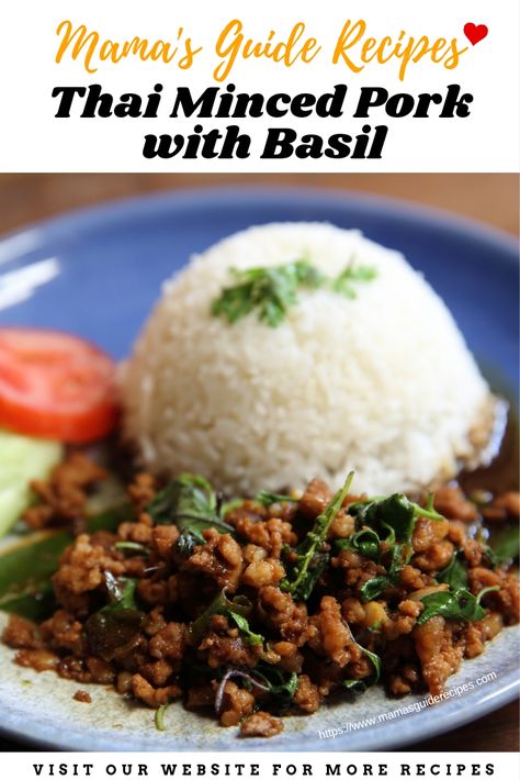 Thai Minced Pork with Basil Thai Basil Ground Pork, Thai Pork Basil Recipe, Thai Minced Chicken With Basil, Pork Larb Recipes Thai, Spicy Thai Basil Ground Pork, Chinese Minced Pork Recipes, Asian Minced Pork Recipes, Thai Ground Pork Recipes, Pork Thai Recipes