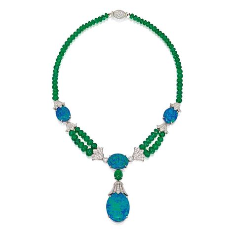 Gem Necklaces, Emerald Cabochon, Jelly Opal, Magnificent Jewels, Peruvian Blue Opal, Yellow Opal, Types Of Opals, Emerald Bead, Gem Necklace