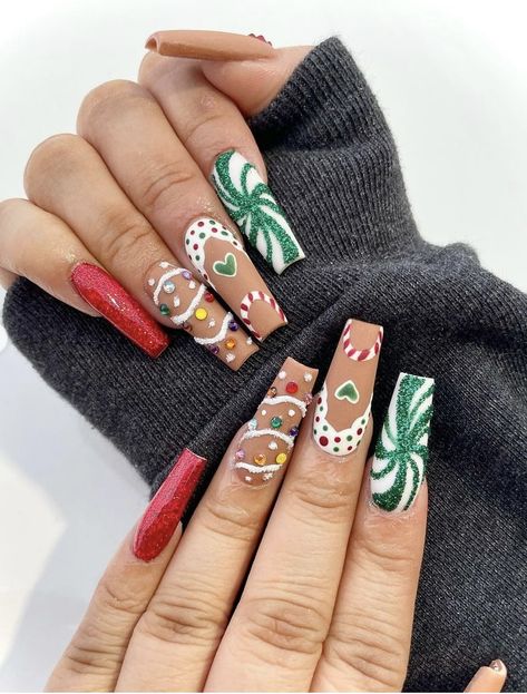 A Christmas Story Nails, Christmas Pictures Vintage, Almond Acrylic, Stiletto Nails Designs, Nail Art Designs Videos, Paws And Claws, Almond Acrylic Nails, Nails 2023, Winter Nail Art