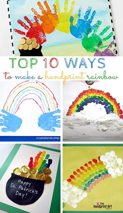 Top 10 Ways to make a Handprint Rainbow Hand Print Rainbow, Handprint Rainbow, Rainbow Handprint, Rainbow Crafts For Kids, Colors Activity, Handprint Crafts For Kids, Summer Crafts For Toddlers, Easter Crafts Preschool, Rainbow Activities