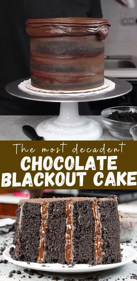 Food Ideas Desserts, Desserts Banana, Blackout Cake, Chocolate Layer Cake Recipe, Cupcakes Decorating, Chocolate Ganache Recipe, Cake Filling Recipes, Chocolate Ganache Frosting, Ganache Frosting