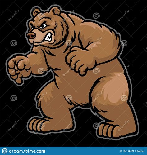 Angry cartoon grizzly bear stock vector. Illustration of background - 184152424 Grizzly Bear Cartoon, Honey Heist, Grizzly Bear Illustration, Grizzly Bear Drawing, Bear Spirit Animal, Bear Spirit, Angry Cartoon, Running Bear, Angry Bear