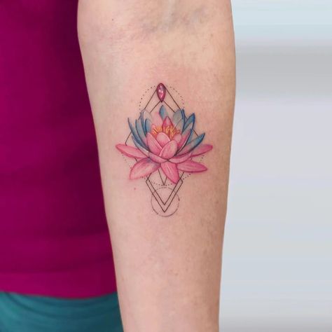 Rainbow Lotus Tattoo, Prism Tattoo, Lotus Flower Tattoo Ideas, Lotus Flower Colors, Tattoos Meaning Strength, Lotus Flower Tattoo Meaning, Small Lotus Flower Tattoo, Lotus Mandala Tattoo, Colour Tattoo For Women