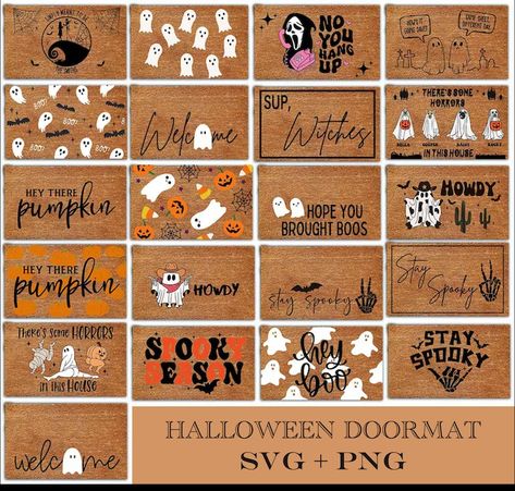 Halloween Doormat Svg Bundle, Halloween Door Mat Digital Download, Halloween Welcome Sign Svg, Trick or Treat Wipe Your Feet, Welcome Boo - Etsy Spooky Season Door Mat, Halloween Outdoor Mat Diy, Halloween Door Mats Funny, Halloween Doormat Painting Party, Funny Fall Doormat, Halloween Mat Painting Ideas, Fall Doormat Svg, Cute Halloween Doormat, Spooky Door Mat Ideas