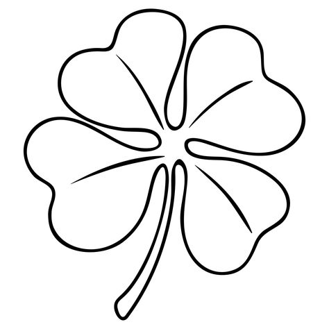 Four Leaf Clover Outline, 4 Leaf Clover Drawing, Four Leaf Clover Drawing, Gladiator Tattoo, Celtic Gods, Three Leaf Clover, Pen Art Drawings, Lucky Stone, Fun Printables